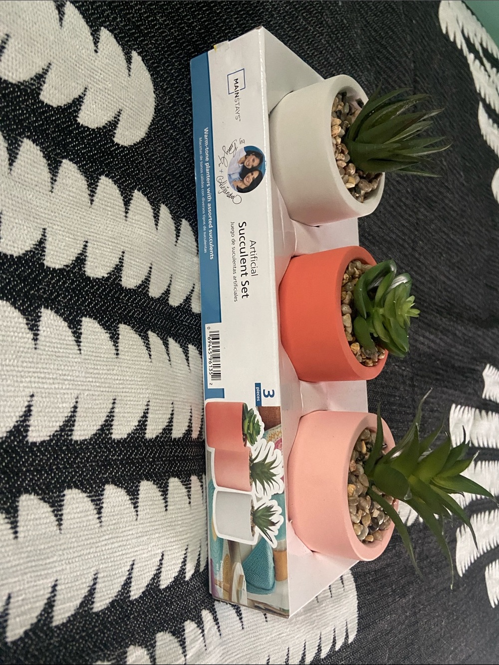 Mainstays White, Coral & Light Pink Artificial Succulent Trio